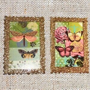 Set of 3 Glitter Postcard Hanging Decor Plaques